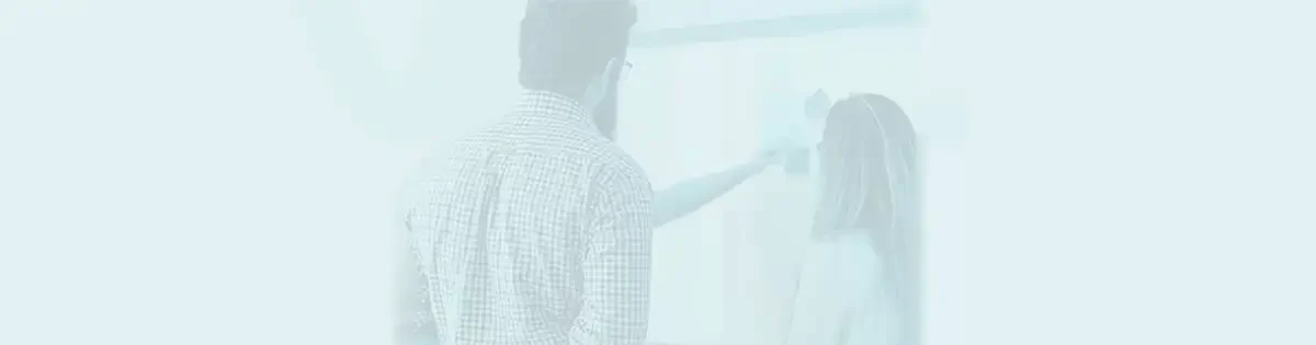 Back of man looking at stickies